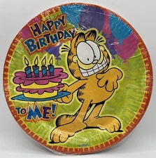 Garfield Birthday Party Rare Retro Cartoon Character Cat 9" Paper Dinner Plates
