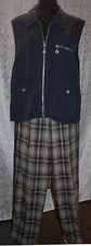 Jones New York Sport 2 Piece Outfit Sz M Blue Vest Plaid Pants Womens Top Set