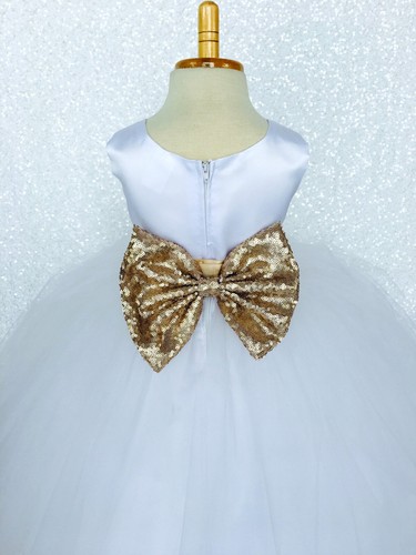 White Satin 4 Layer Tulle Flower Girl Junior Newborn Gown Wedding Communion 2 4 - Picture 17 of 32