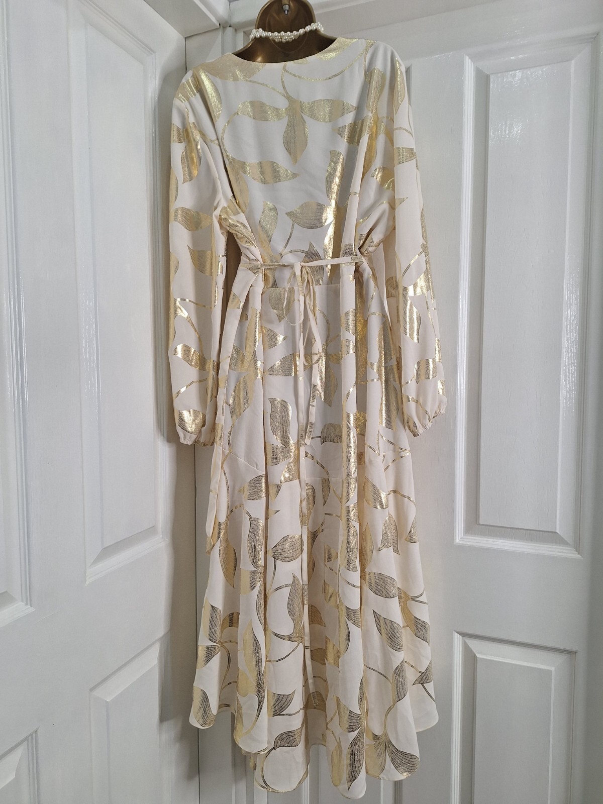 Wallis Gold foil leaf print wrap dress Size 20 NWOT RRP £60.00 Party