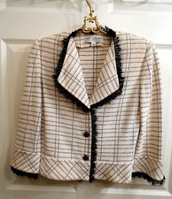 St. John Collection Black Stripe on Cream Jacket Sz 6