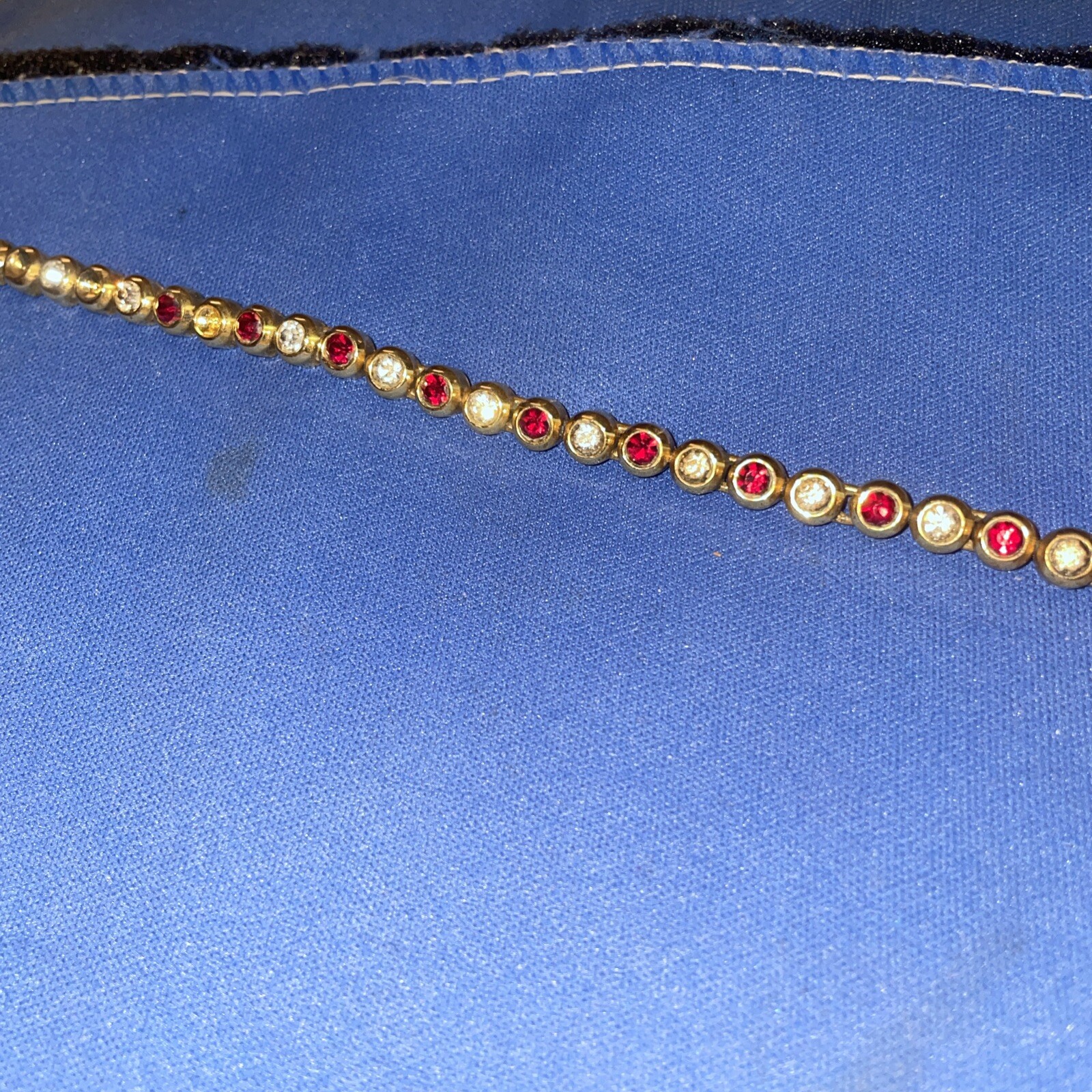 Stylish Gold-Tone Bracelet with White Rhinestones, Fade-Resistant, 7.5 Inches Long-image