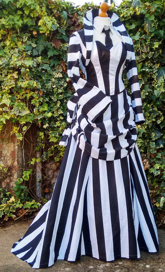 Black and white hotsell striped evening gown