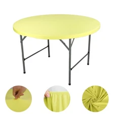 Round Table Cover Elastic Stain-Resistant Tablecloth Table Protector For Home
