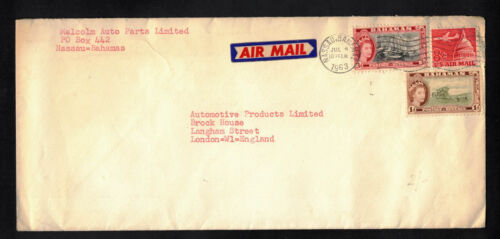 Nassau Bahamas LuPo Brief 1963 nach London England - USA Bahamas Mischfrankatur - Foto 1 di 5