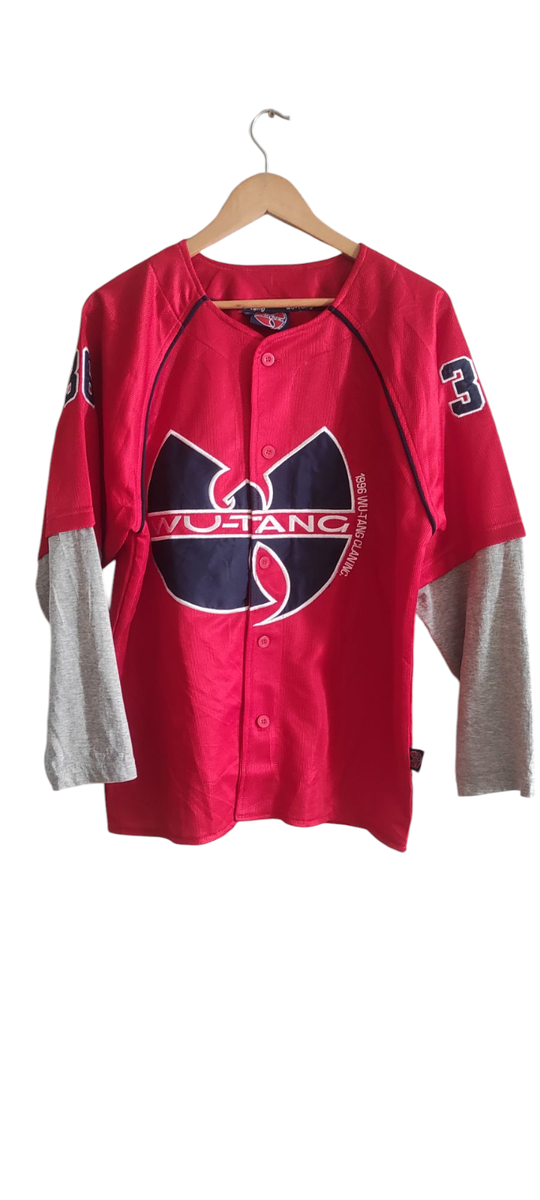 VTG WU-TANG CLAN Baseball Hip Hop Sweatshirt Red Jersey 36 vintage