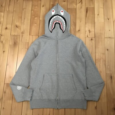 BAPE WGM Shark full zip hoodie Gray A Bathing Ape Size XL | eBay