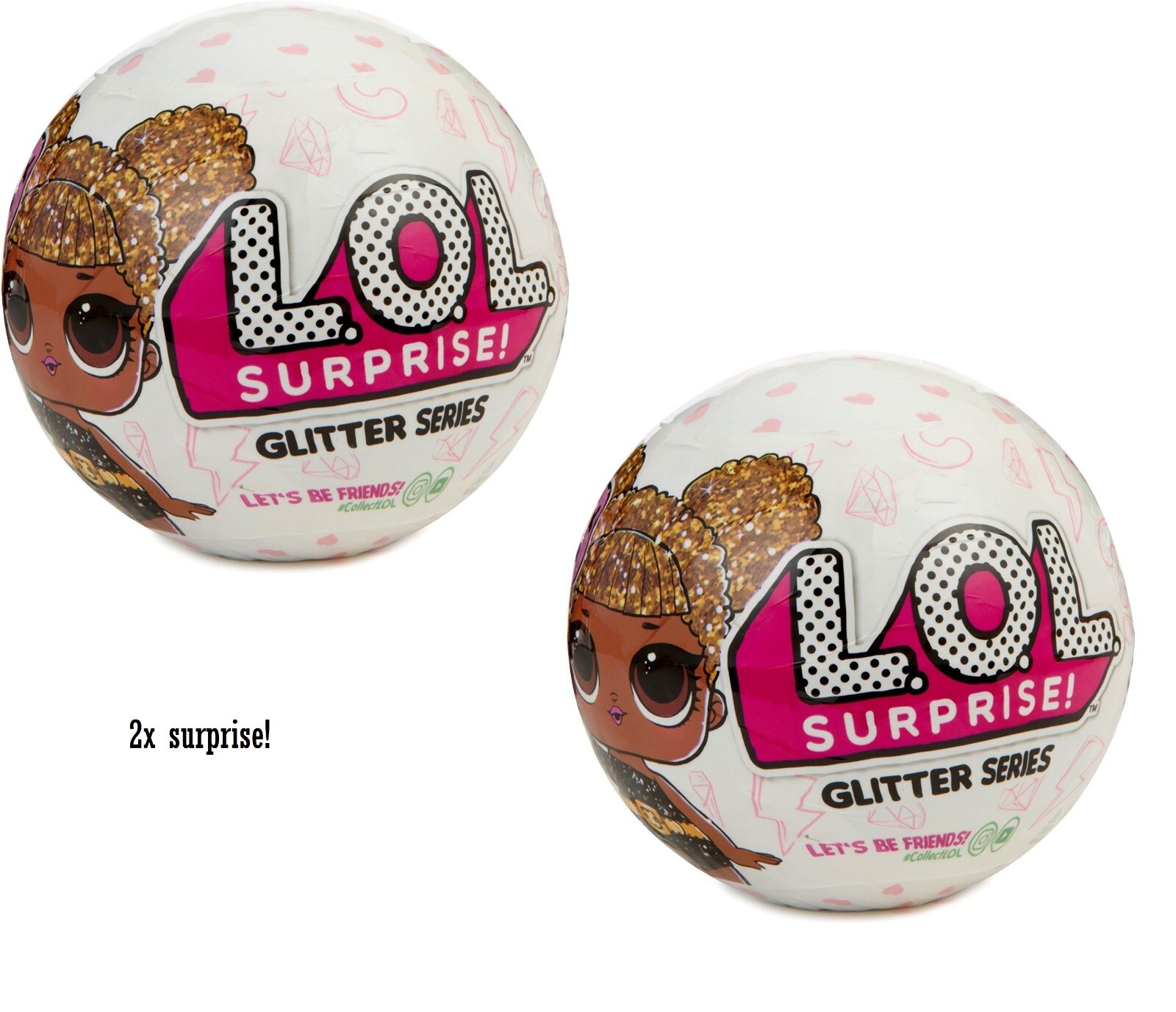 2x Authentic LOL Surprise Glitter Series 7 Layers TWO BALL N