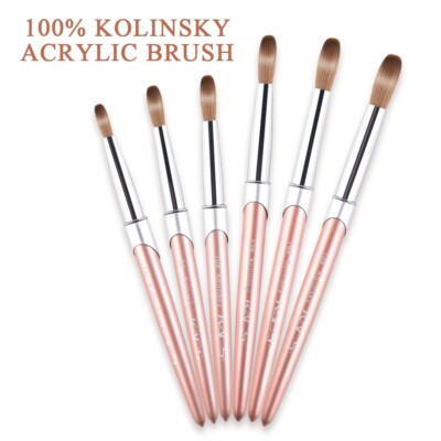 KADS 100% Reine Kolinsky Acryl Nagel Pinsel Oval für Acryl Pulver Größe 6-16 #