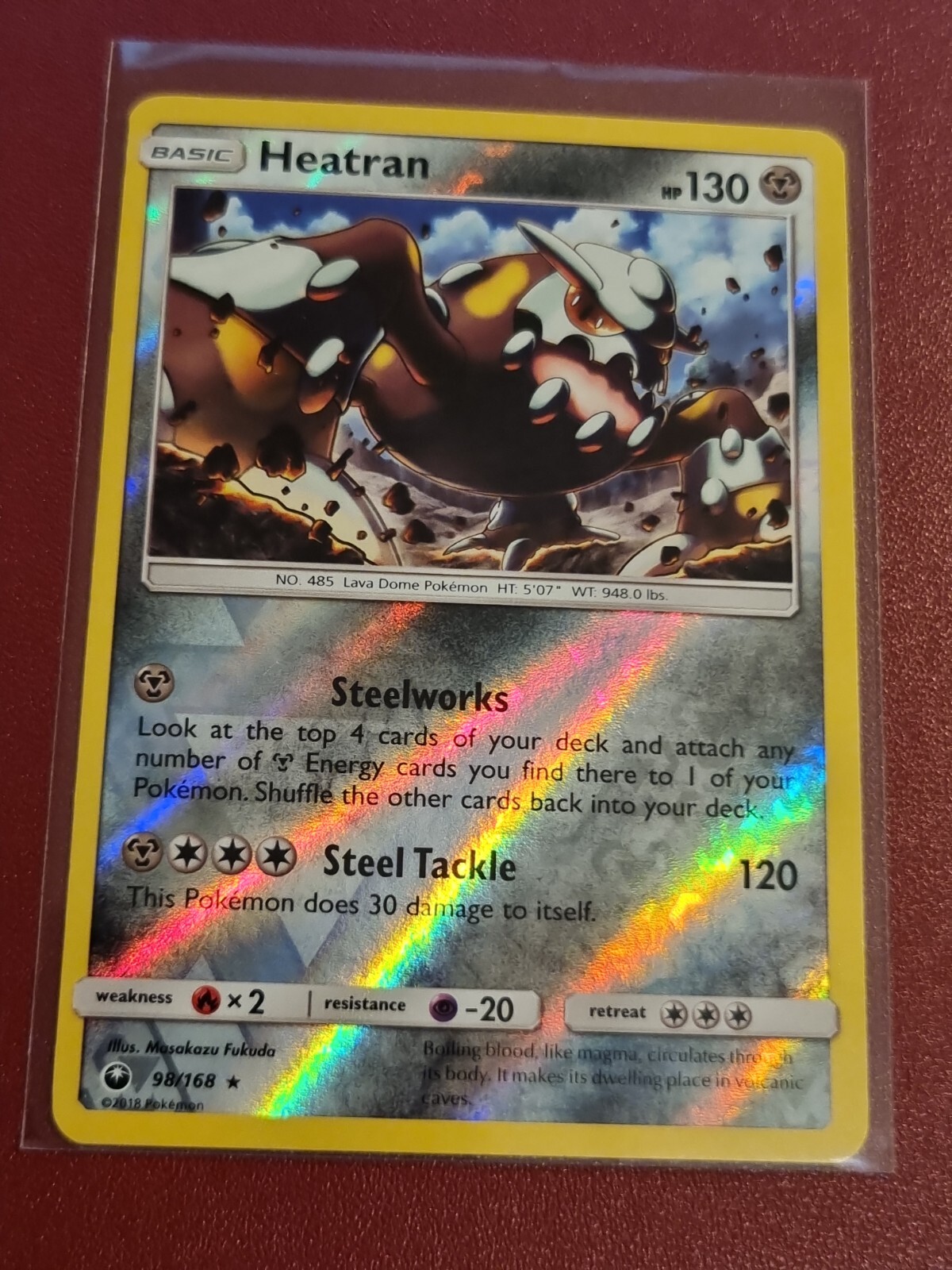 Pokemon Sun Moon Celestial Storm Heatran 98/168 Rare Reverse Holo TCG Card