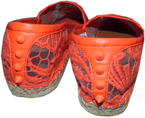 Rebecca Minkoff Red Genny Lace Espadrilles 8.5 Flat Shoes Macrame Ballet Spike - Foto 6 di 7