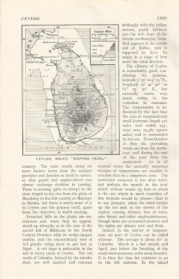 CEYLON INDIEN FALLEN GELASSENE PERLENKARTE um 1926 ILLUSTRATIONSDRUCK