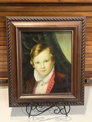 Wonderful Framed Antique Joseth Sharn Oil on Canvas Victorian Child Painting