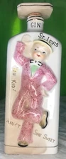 Decanter Spirit St. Louis Dancing Man Gin Alcohol Vtg 40-50's With Original Cap