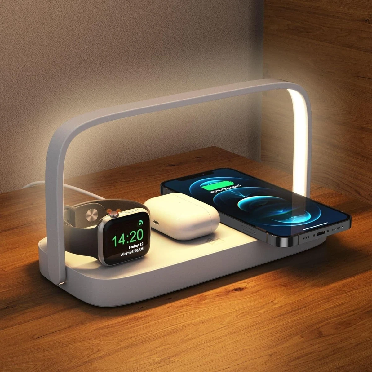 Bedside Table Lamp with 3 in 1 Wireless Charger 4 Mode Touch