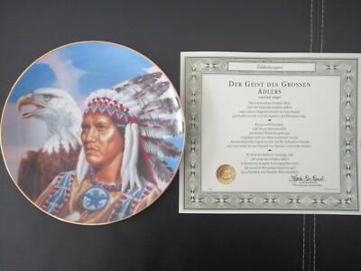 Sammelteller Franklin Mint Porzellan ''Spirit of the Great Eagle'' Indianer
