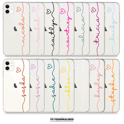Personalisierte Handyhülle Name Klar Hardcover für Apple iPhone 11 Se 7 8 12 Xr