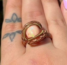 Fire Opal Ring In Copper - Handmade In USA