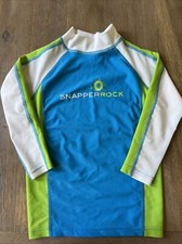 New SnapperRock Kids XS Rash Guard/Sleeve Swim Shirt Blue Neon Green
