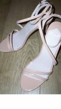 NEW FAITH Dilly Patent Stiletto Heels / Sandals Size UK 7 Nude / Natural
