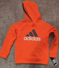 Adidas Boys Pullover Hoodie Sweatshirt Youth Small Orange/White/Slate Blue