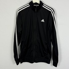 adidas Essentials Warm-Up 3-Stripes Track Jacket Mens Size M H46099 Black White