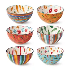 6.25 In. 24 Fl. Oz. Multi-Colored Caliente Porcelain Serving Bowl (Set of 6)