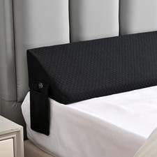Queen Size Bed Wedge Pillow for Bed Gap Filler/Headboard Gap Black Long Trian...
