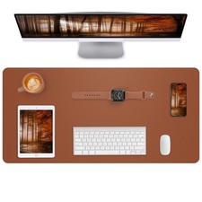 Light Brown PU Leather Desk Pad Large Waterproof NonSlip Mouse Mat 35x17 Inch