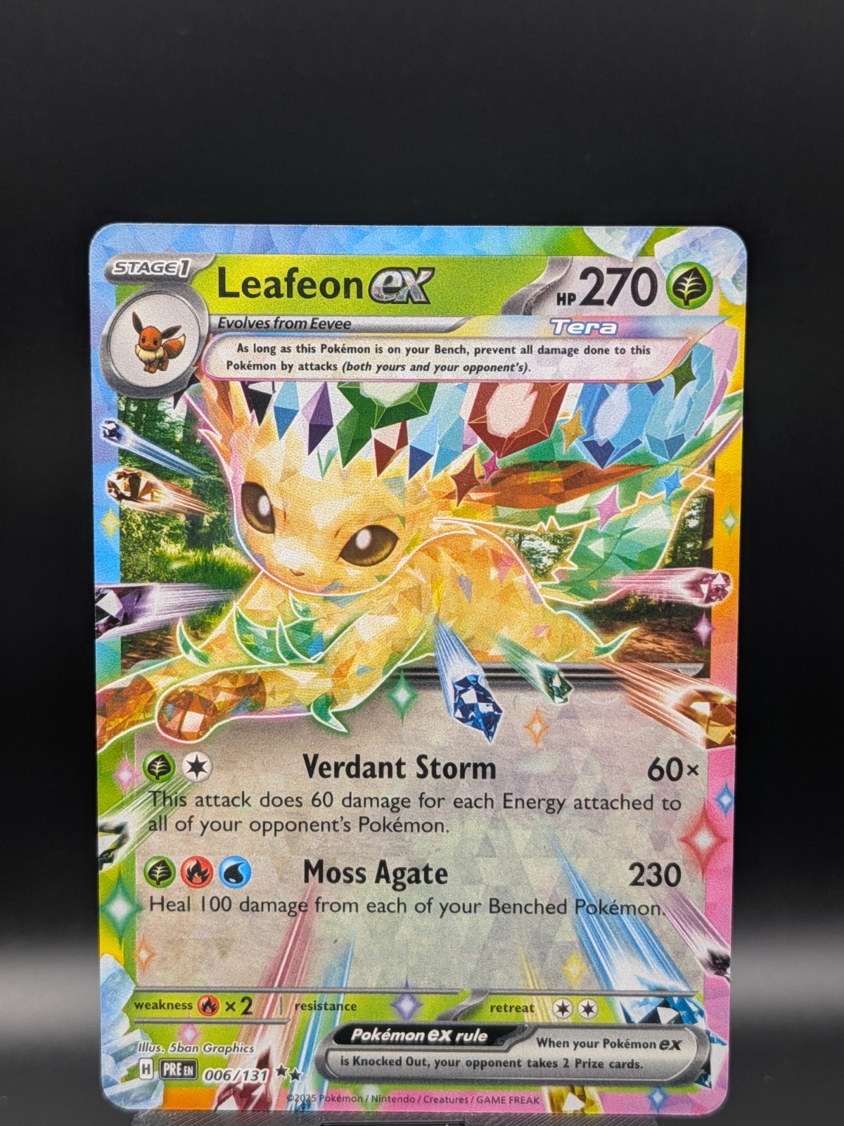 Pokemon 2025 Prismatic Evolutions Leafeon ex 6/131 NM