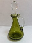 Vintage Green Crackle Glass Cruet With Stoppers  Lot Of 2. — photo 3