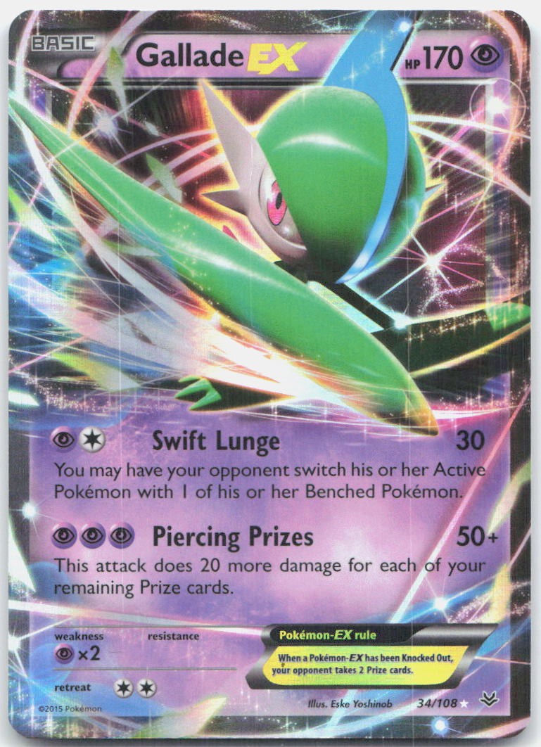 Gallade EX 34/108 Holo EX Rare Roaring Skies Pokemon Lightly Played