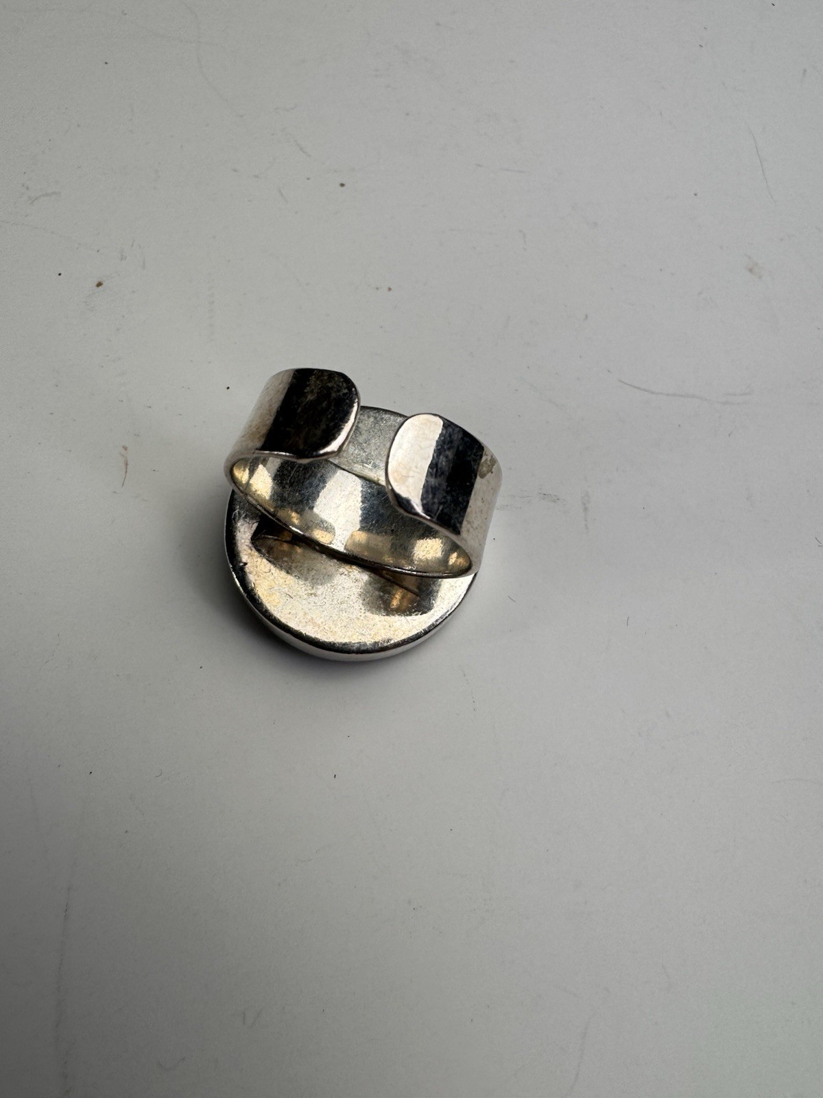 Modern Textured Statement Ring Silver Tone Adjust… - image 3