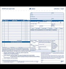 Adams Auto Repair Order Forms, 8.5 X 7.44 Inch, 3-Part, Carbonless, 50-Pack, Wh
