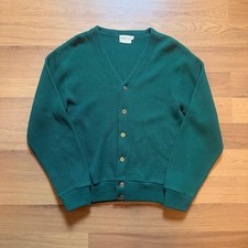 Vintage 1960's Brent Montgomery Ward Dark Green Cardigan Knit Sweater Sz Large