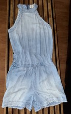 Anthropologie Romper By Cloth  Stone Laguna Blue Chambray Beachy Size S