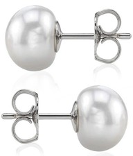THE PEARL SOURCE AAAA Quality 14K Gold Plated White Freshwater Real Pearl Ear...