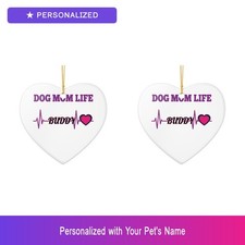 Custom Dog Set of 2 Ornament Personalized Pet Name Lover Owner Gift