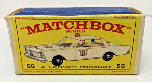 Matchbox Lesney 55c Ford Galaxie Police Car Orig Box E Style Box Only NO Vehicle