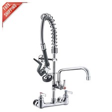 Durable 25-Inch Brass Wall Mount Faucet with Flexible Sprayer for Busy Kitchens