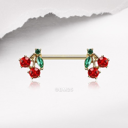 A Pair of Luscious Cherry Sparkle Fruit Nipple Barbell - Picture 7 of 10