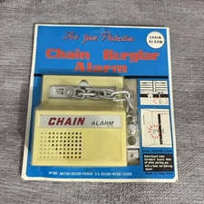 Vintage Chain Burglar Alarm Home Lock Dual Protection for Doors Windows  1986