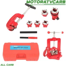 ALL-CARB Handheld Pipe Threader Ratchet Typeand Cutter Threading Tool W/ 5Dies