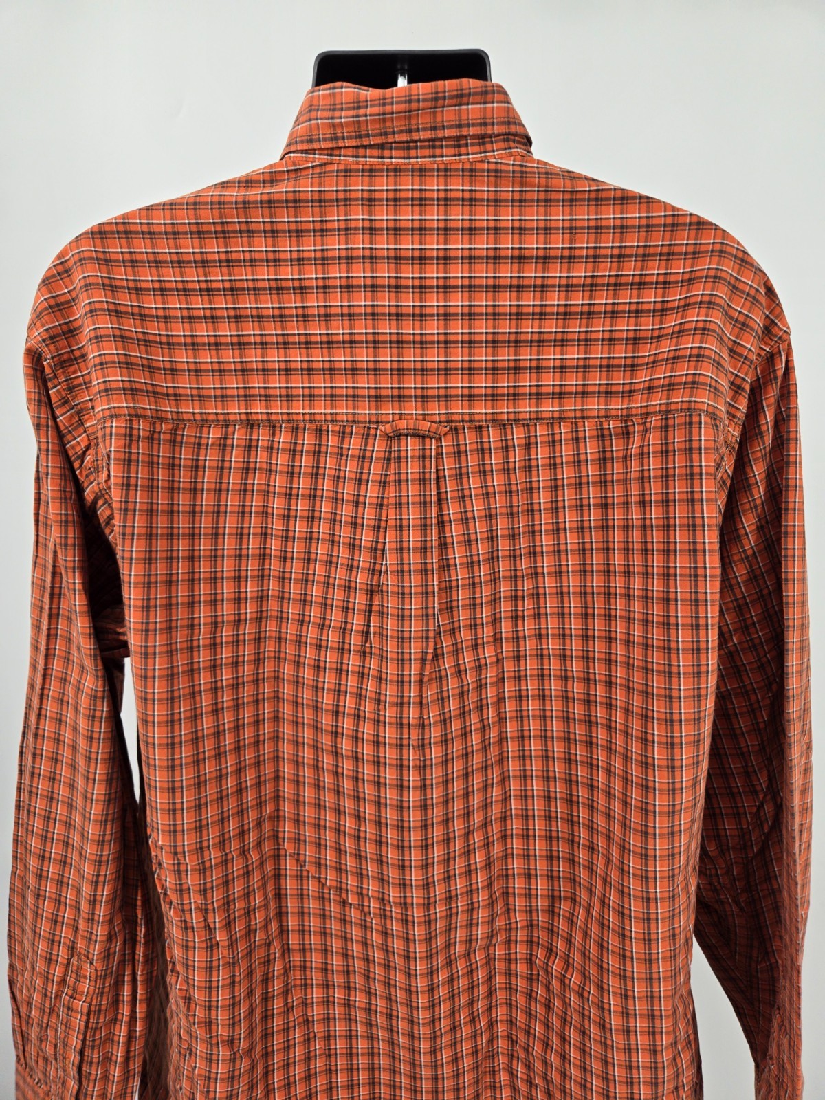 Columbia Shirt XLT TALL Orange Plaid Outdoor Pocket Long Sleeve Casual Men *