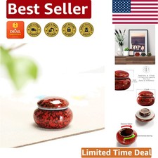 Moisture-Proof Red Ceramic Urn for Pet and Human Ashes - Handcrafted Beauty