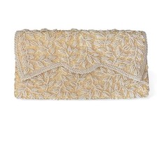 La Regale Hong Kong Ivory Bead and Sequin Evening Bag Clutch Vintage