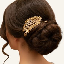 Bridal Gold Leaf Bridal Hair Comb Vintage Filigree Wedding Hairpiece Accessory
