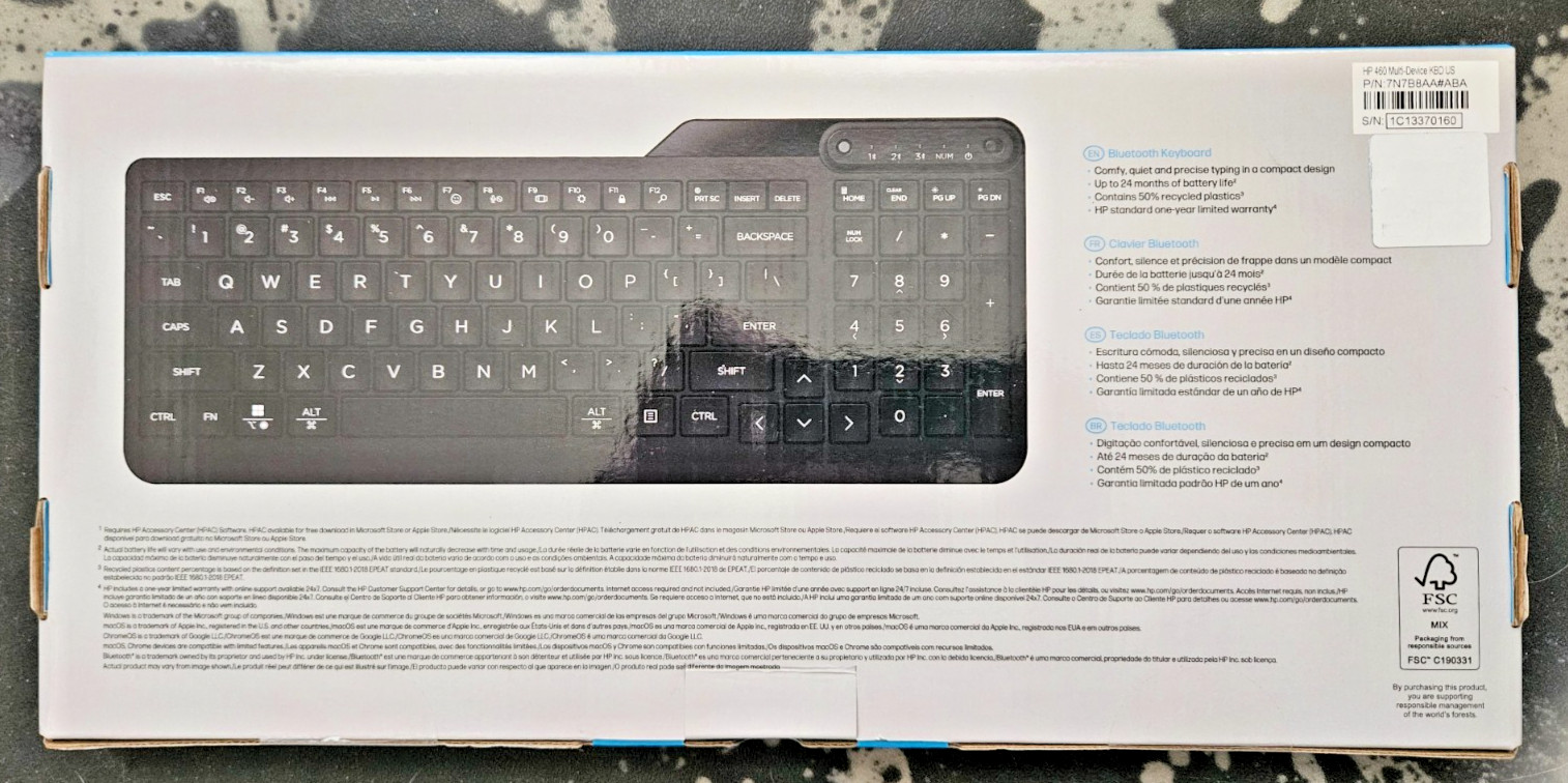 HP 460 Multi-Device Full-sized Bluetooth Keyboard Black