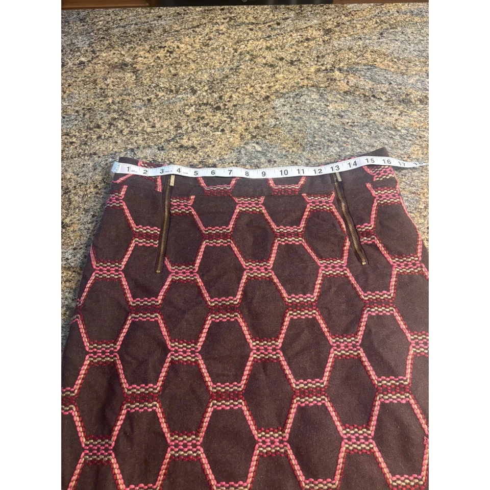 Beth Bowley мини юбка геометрический принт коричневый розовый молнии акценты размер 6 шерсти - Изображение 2 из 4