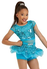 Dance Costume Medium Adult Turquoise Weissman 12395 Jazz Tap Sequin Skirt